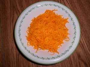 Shredded carrots, right?  Wrong!  This is shredded raw, butternut squash -- a fabulous low oxalate substitute for shredded carrots that can be used in any cooked or raw shredded carrot recipe