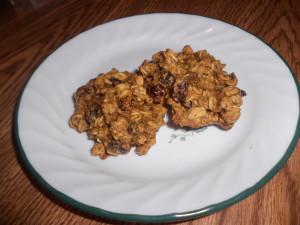 close up oatmeal raisin cookies
