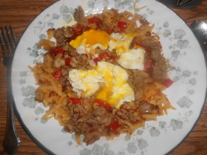 skillet breakfast with rutabaga hash browns